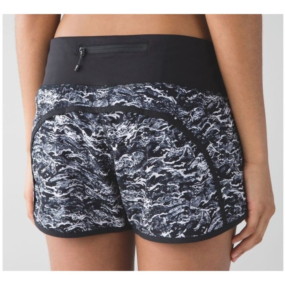 Lululemon Run Times Short 10 Nami Wave White Black EUC Run Train Gym